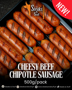 Steaks & Stuff Cheesy Beef Chipotle Sausage || 500g