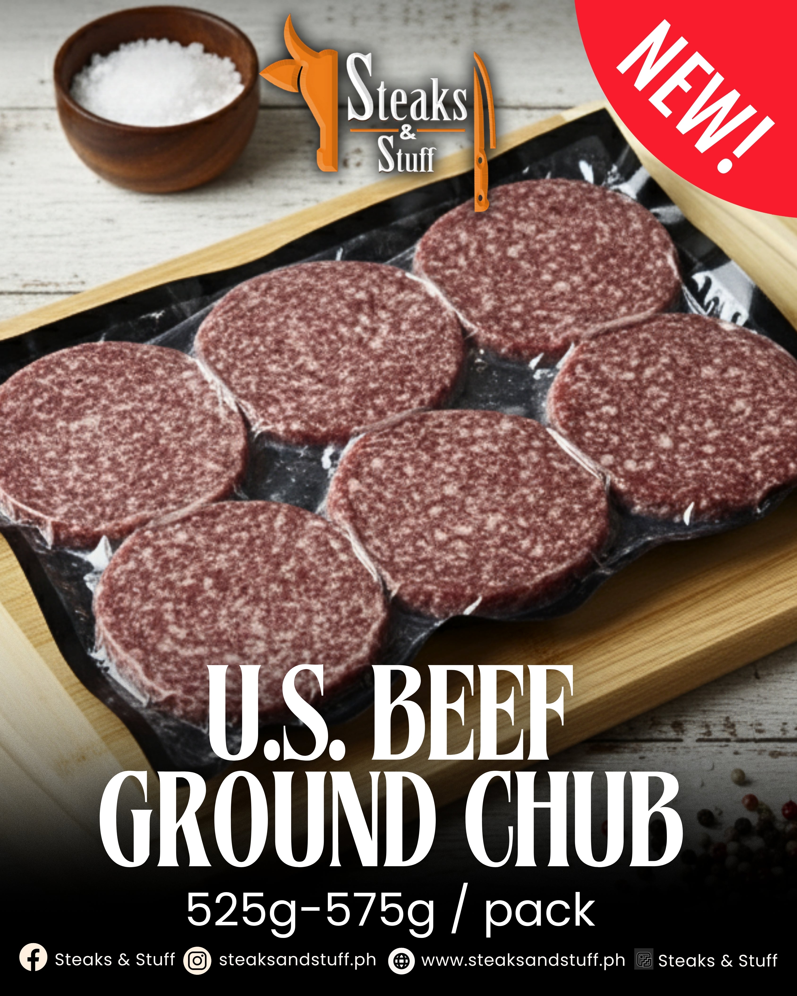 U.S. Beef Ground Chub, CAB || 525-575g