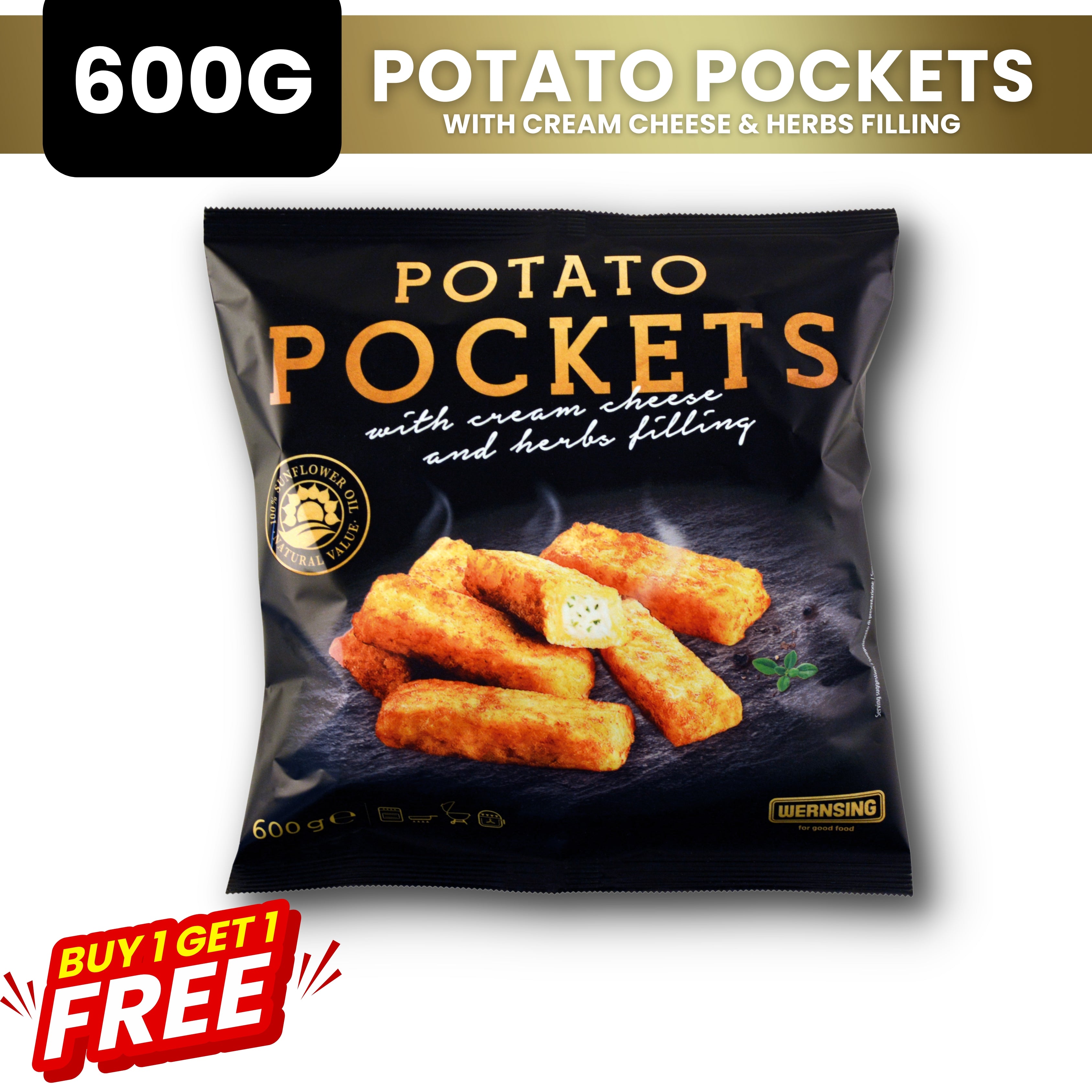 BUY 1 TAKE 1 POTATO POCKETS WITH SPINACH AND MOZARELLA FILLINGS | WERNSING | 600G